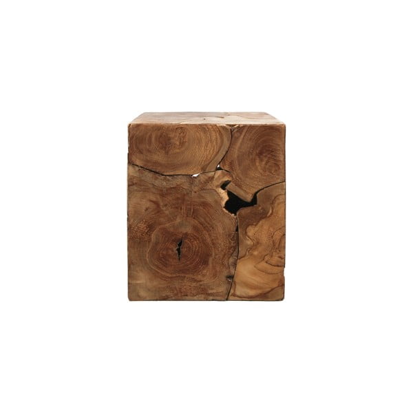 Příruční stolek z neopracovaného teakového dřeva HSM collection Cube, 30 x 35 cm