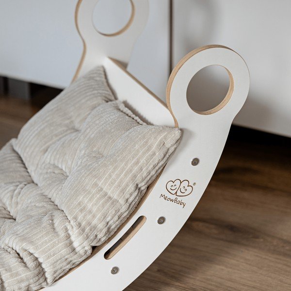 Bílá/béžová houpačka z borovicového dřeva 39x75x38 cm Montessori – Meowbaby-image-1