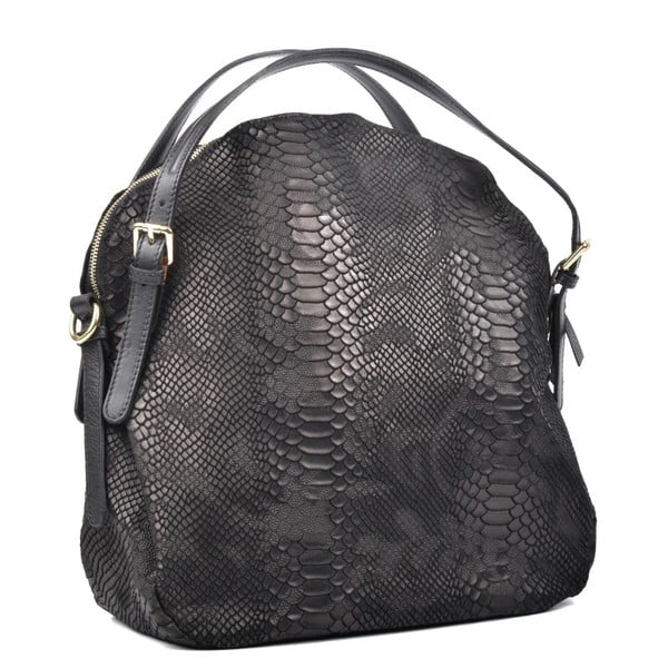 Černá kožená kabelka Carla Ferreri Hobo-image-2