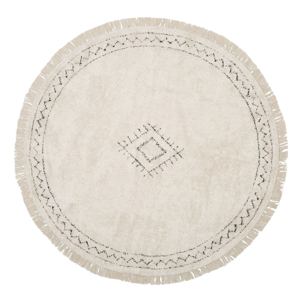 Béžový ručně tkaný bavlněný koberec Westwing Collection Fionn, ø 120 cm