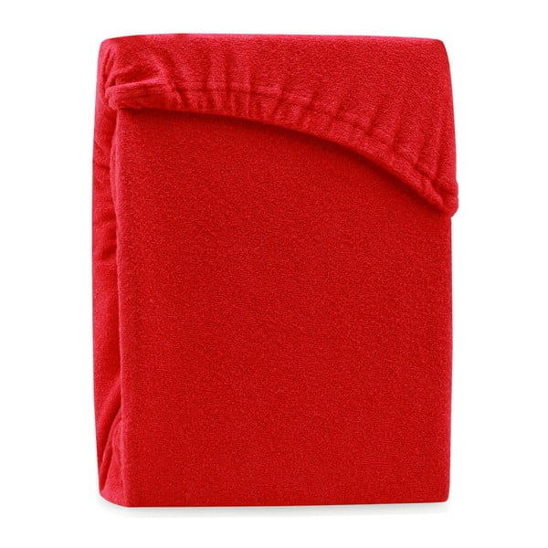 Červené elastické prostěradlo na dvoulůžko AmeliaHome Ruby Siesta, 200/220 x 200 cm