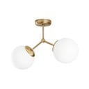 Bílé/v mosazné barvě stropní svítidlo se skleněným stínidlem 15x44 cm Damar – Opviq lights