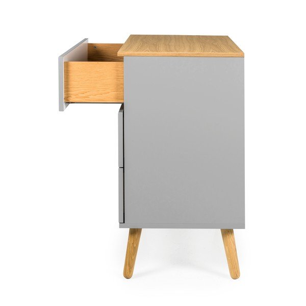 Šedá komoda s nohami z dubového dřeva Tenzo Dot, 90 x 79 cm-image-4