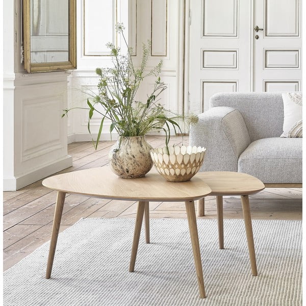 Konferenční stolky v dekoru dubu v přírodní barvě v sadě 2 ks 70x100 cm Adda – Unique Furniture-image-1