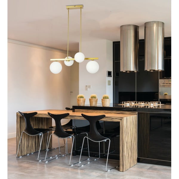 Závěsné svítidlo se skleněným stínidlem v bílo-zlaté barvě Kama – Candellux Lighting-image-1