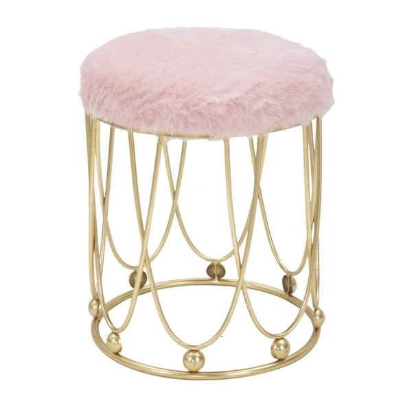 Růžová polstrovaná stolička s železnou konstrukcí ve zlaté barvě Mauro Ferretti Amelia
