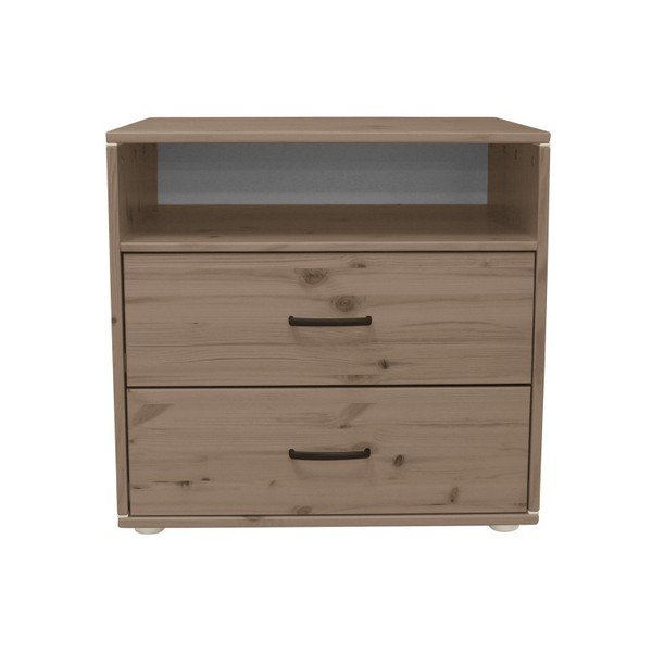 Hnědá dětská komoda s 2 šuplíky z borovicového dřeva Flexa Classic-image-1