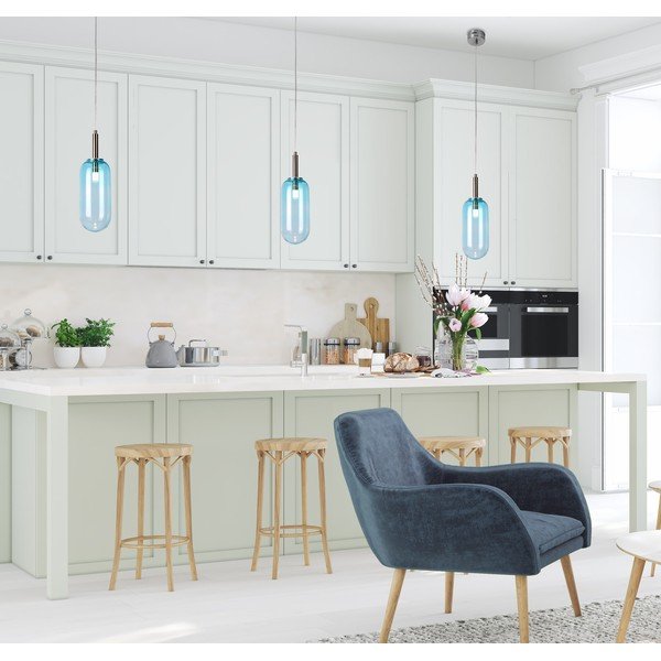 Modré LED závěsné svítidlo se skleněným stínidlem ø 13 cm Fiuggi – Candellux Lighting-image-3