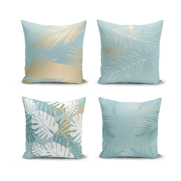 Sada 4 povlaků na polštáře Minimalist Cushion Covers Lagoon, 55 x 55 cm