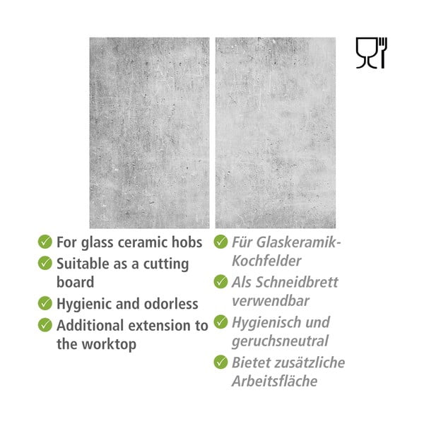 Kryty na sporák z tvrzeného skla v sadě 2 ks 52x30 cm Concrete – Allstar-image-4