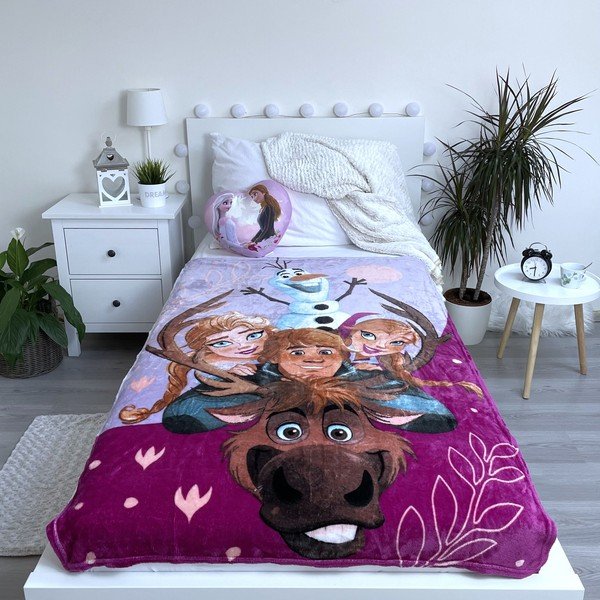 Fialová dětská deka z mikroflanelu 100x150 cm Frozen Family – Jerry Fabrics-image-2
