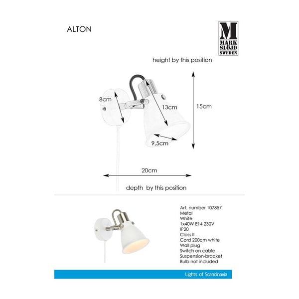 Bílé nástěnné svítidlo Markslöjd Alton-image-1