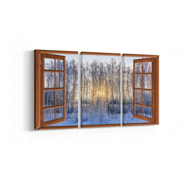 3-dílný obraz Winter Window, 20 x 40 cm