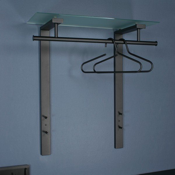 Černý kovový nástěnný věšák s poličkou 80 cm Dutch – Spinder Design-image-4