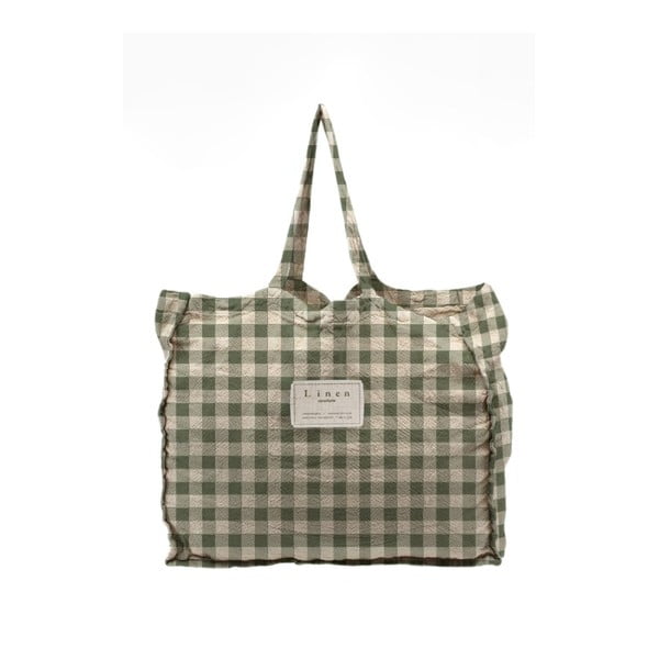 Látková taška Really Nice Things Linen Bag Green Vichy