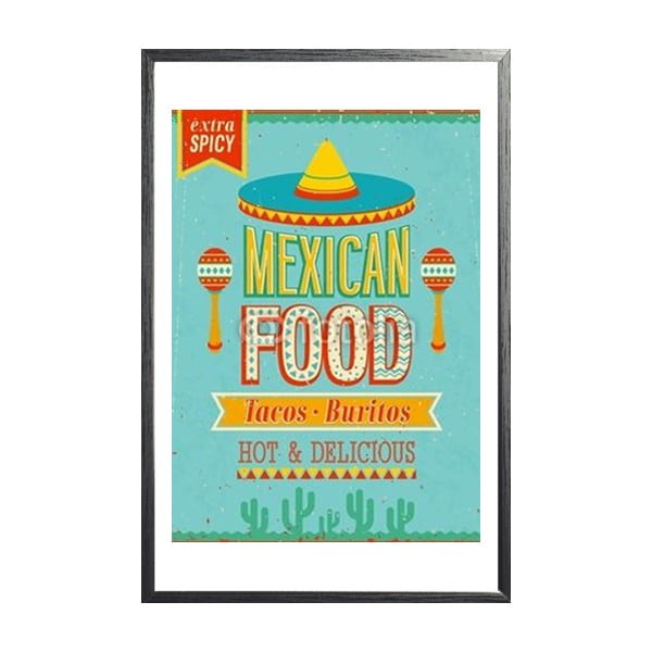 Zarámovaný plakát Mexican Food, černý rám
