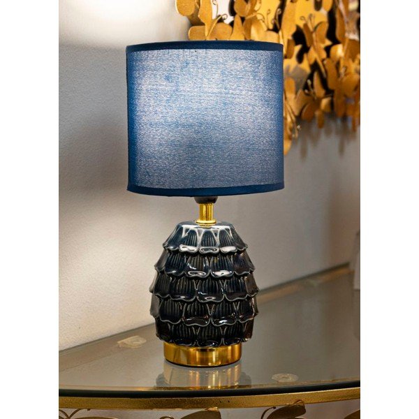 Modrá keramická stolní lampa s textilním stínidlem (výška 30,5 cm) Pigny – Mauro Ferretti-image-1