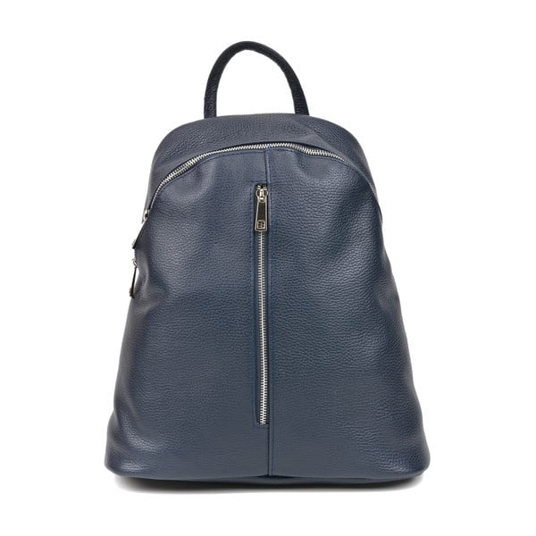 Tmavě modrý kožený batoh Carla Ferreri, 37 x 32 cm