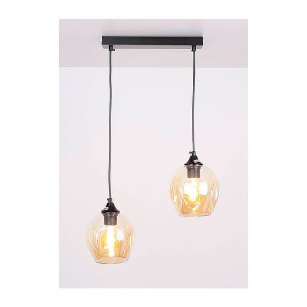 Černé závěsné svítidlo se skleněným stínidlem 14x48 cm Aspa – Candellux Lighting-image-1