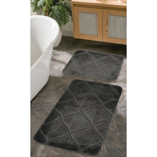 Antracitové koupelnové předložky v sadě 2 ks 50x80 cm Cizgili – Foutastic-image-1