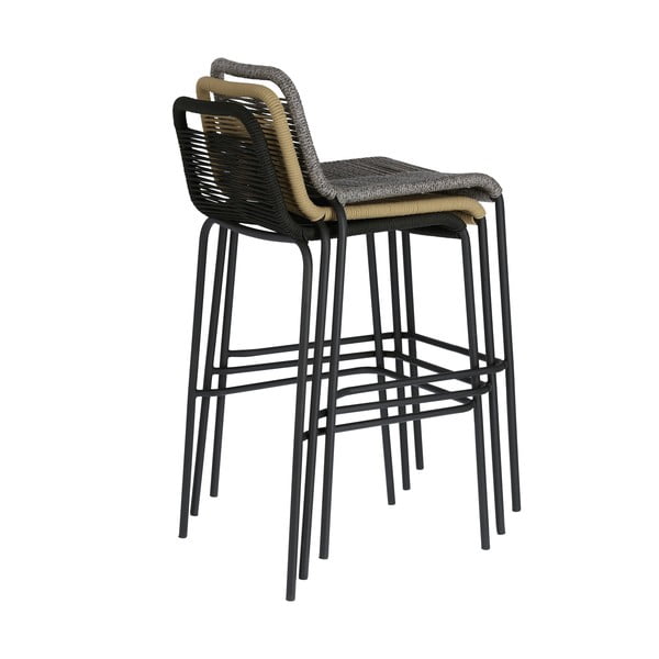 Béžová barová židle s ocelovou konstrukcí Kave Home Glenville, výška 74 cm-image-3