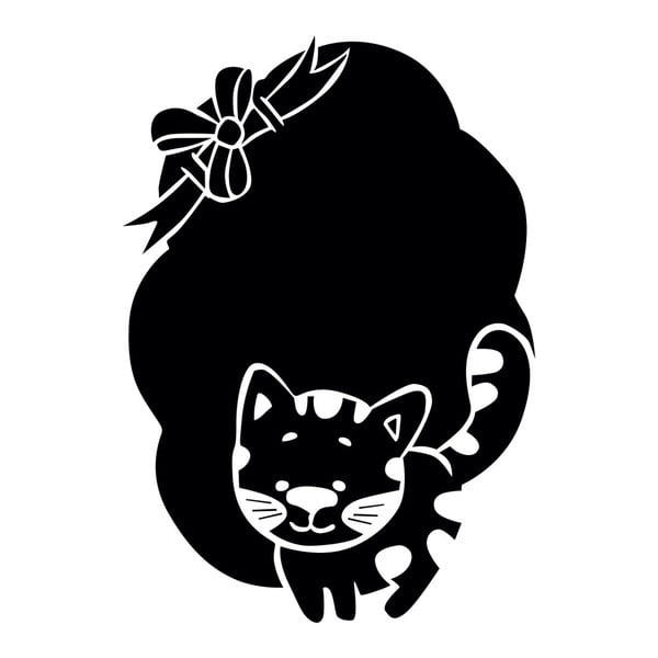 Černá nástěnná popisovací samolepka Chalk Kitten