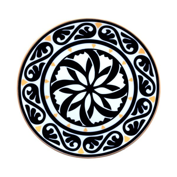 Černobílý porcelánový talíř Vivas Peona, Ø 23 cm