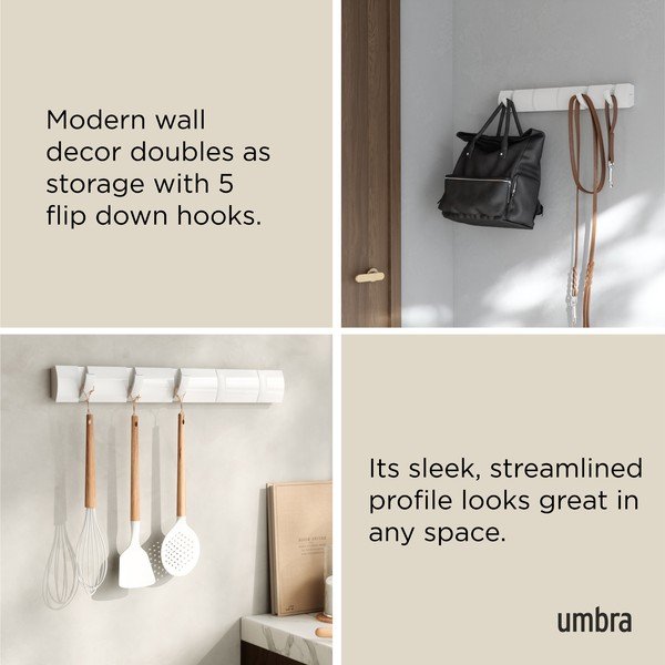 Matně bílý nástěnný věšák z borovicového dřeva 51 cm Flip – Umbra-image-4