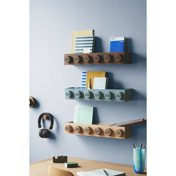 Dětská nástěnná police z tmavě mořeného dubového dřeva LEGO® Wood-image-2