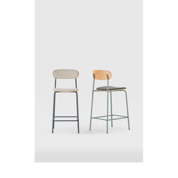 Tmavě zelené čalouněné barové židle v sadě 2 ks (výška sedáku 65,5 cm) Saula – Marckeric-image-1