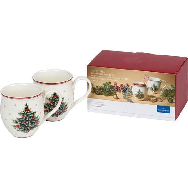 Sada 2 bílých porcelánových hrnků s vánočním motivem Villeroy & Boch X-mas tree