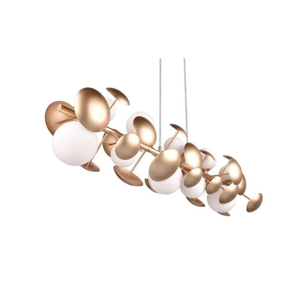 Závěsné svítidlo se skleněným stínidlem ve zlato-bílé barvě Bubble – Trio Select-image-3