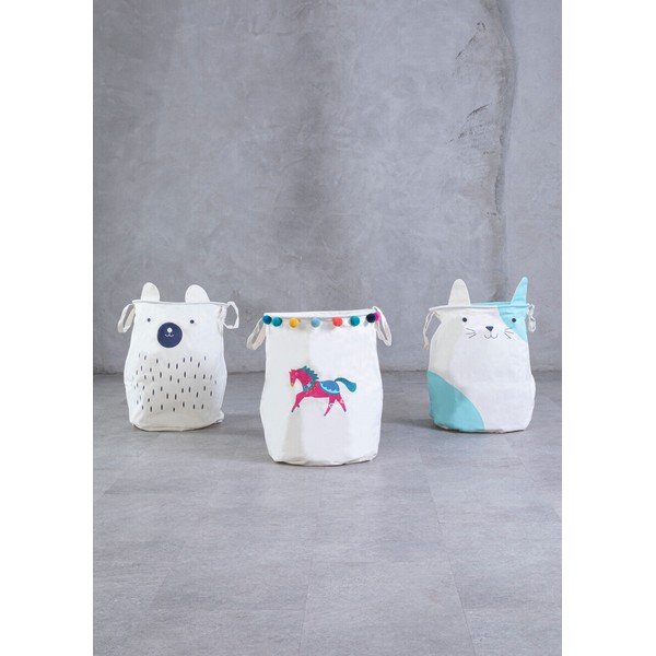 Bílý látkový dětský koš na hračky ø 40x48 cm Mimo Cat Face – Premier Housewares-image-2