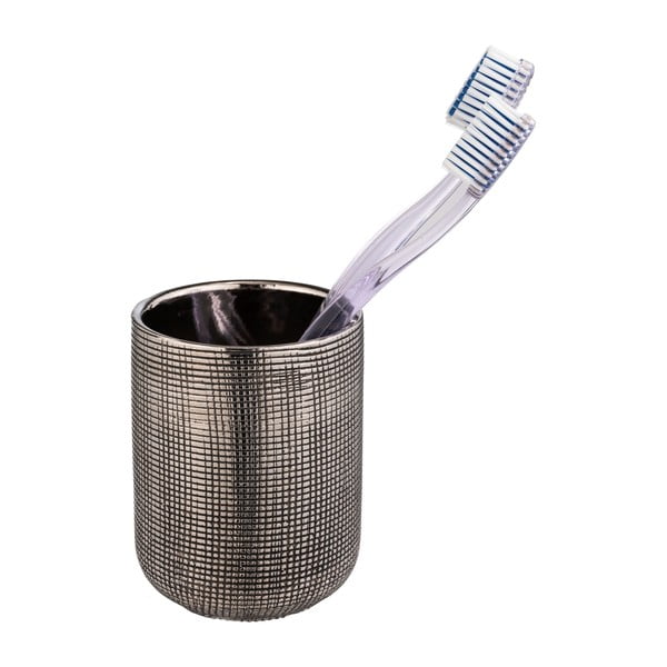 Keramický kelímek na zubní kartáčky ve stříbrné barvě Rivara – Wenko-image-2