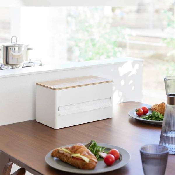 Bílý kovový stojan na papírové utěrky Rin – YAMAZAKI-image-1