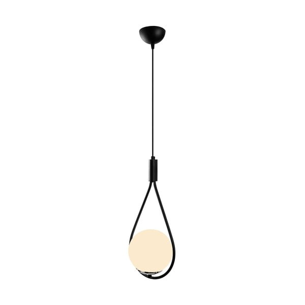 Černobílé závěsné svítidlo se skleněným stínidlem Mudoni – Opviq lights-image-2