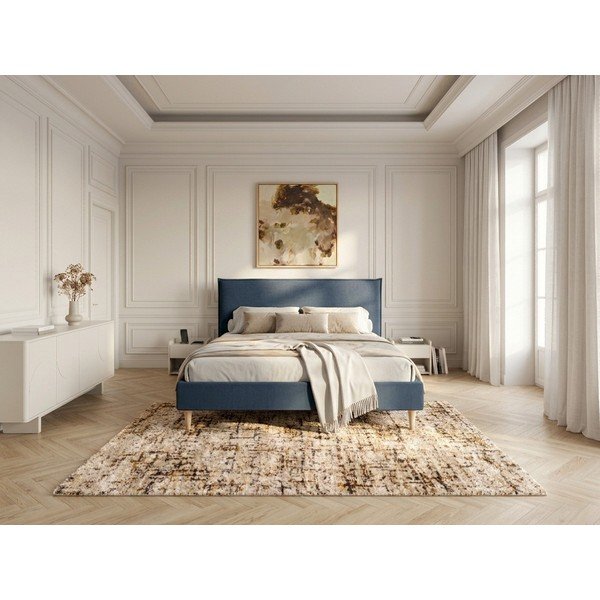 Modrá čalouněná dvoulůžková postel s roštem 160x200 cm Sary – Bobochic Paris-image-3