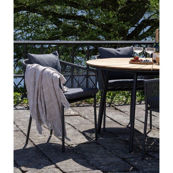 Tmavě šedá kovová/polstrovaná zahradní židle Salerno – House Nordic-image-1