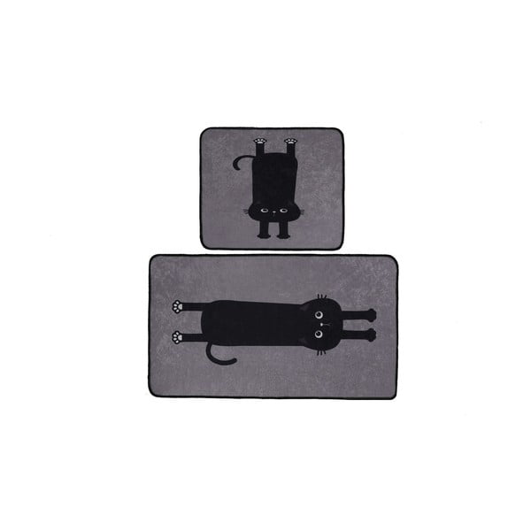 Černo-šedé koupelnové předložky v sadě 2 ks 60x100 cm Comfort – Foutastic