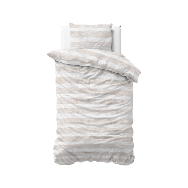 Bílo-béžové povlečení na jednolůžko Sleeptime Mari, 140 x 220 cm