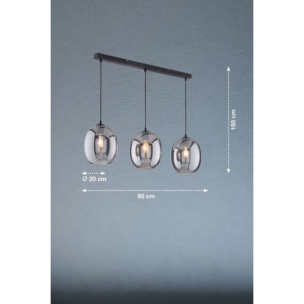 Černé závěsné svítidlo se skleněným stínidlem Nayla – Fischer & Honsel-image-2