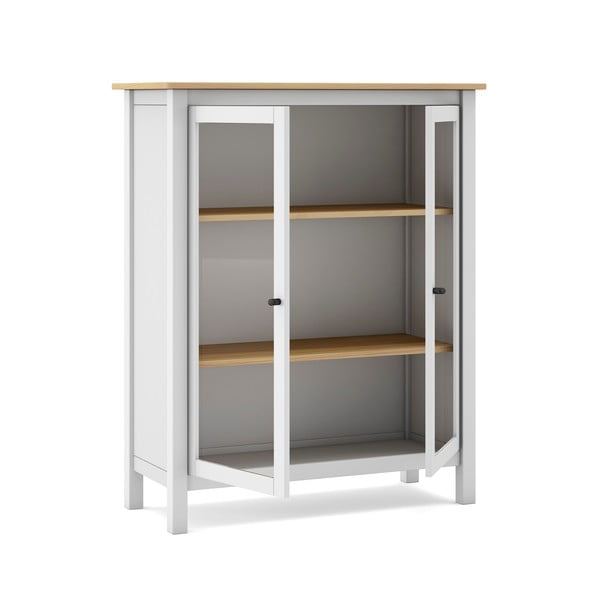 Bílá/přírodní vitrína z borovicového dřeva 90x110 cm Misti – Marckeric-image-4