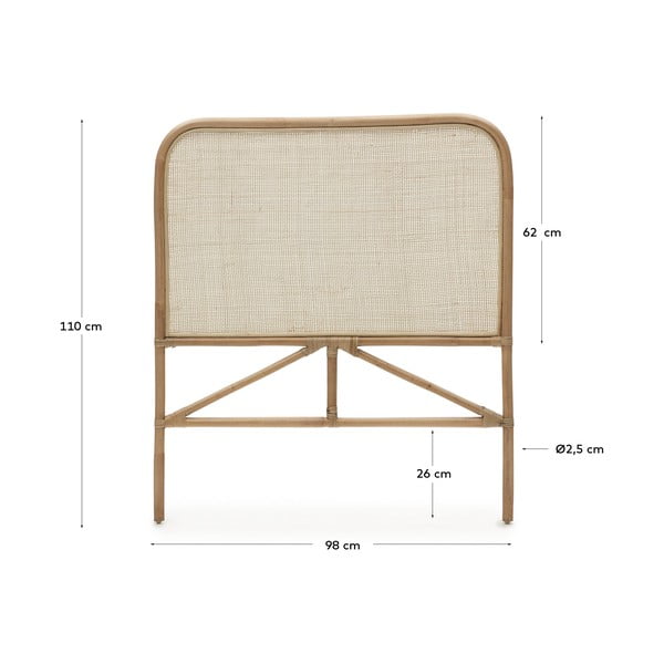 Ratanové čelo postele v přírodní barvě 98x110 cm Quiterie – Kave Home-image-2