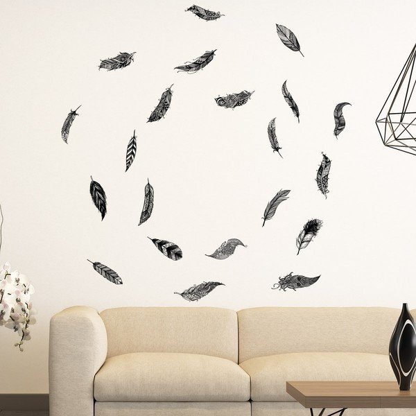 Sada 21 samolepek Ambiance Boho Feathers