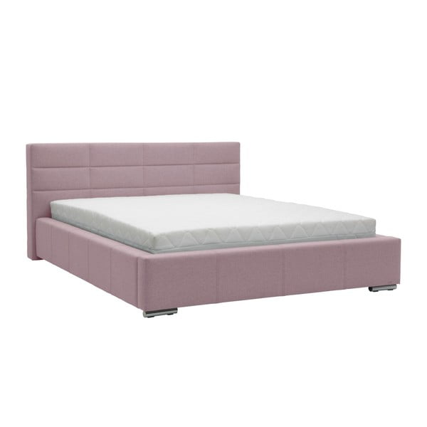 Světle růžová dvoulůžková postel Mazzini Beds Reve, 140 x 200 cm