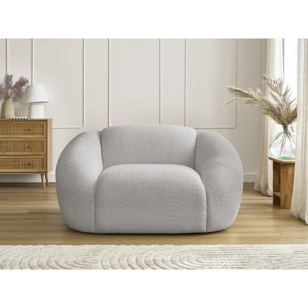 Světle šedé křeslo z textilie bouclé Tina – Bobochic Paris-image-3