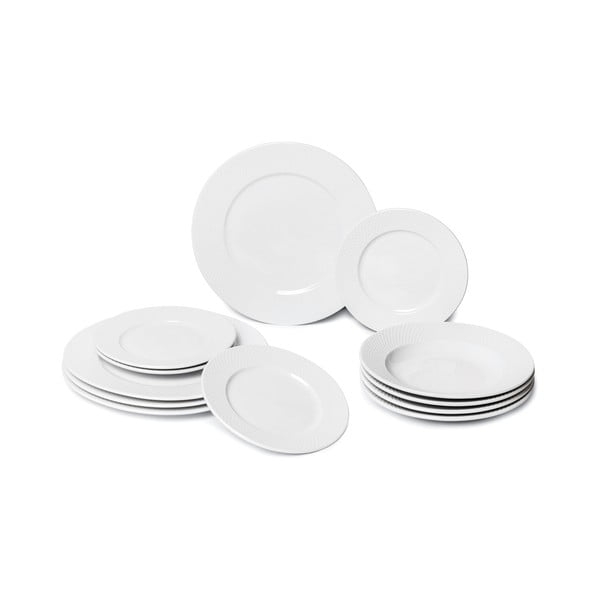 12dílná sada bílých porcelánových talířů Bonami Essentials Imperio