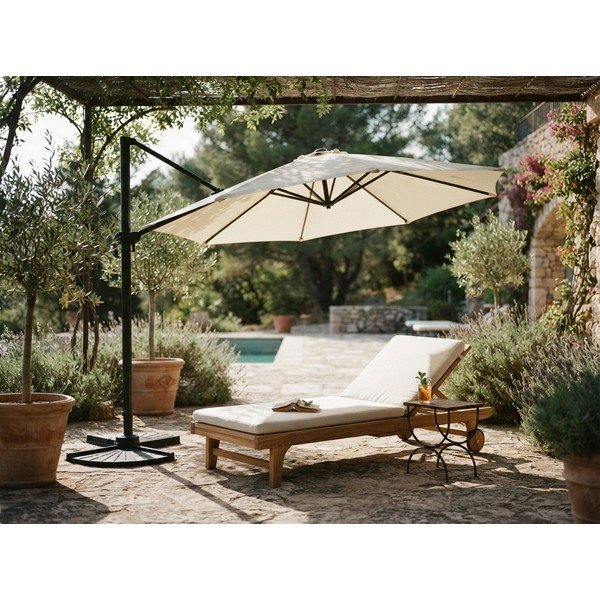 Krémový slunečník 300x300 cm Deluxe – Garden Pleasure-image-1