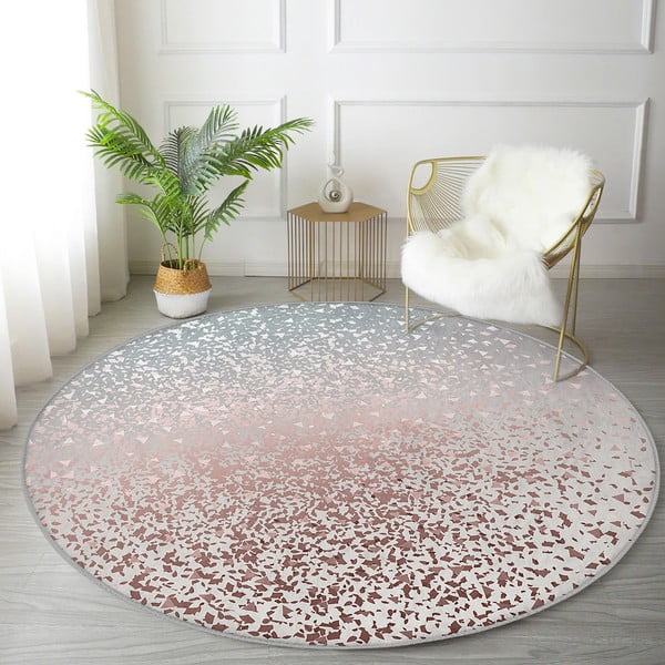 Pratelný kulatý koberec v šedo-měděné barvě vhodný pro robotické vysavače ø 120 cm Comfort – Mila Home-image-1