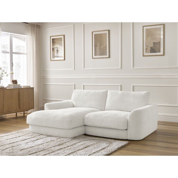 Bílá žinylková rohová pohovka (levý roh/s lenoškou) Leonore – Bobochic Paris-image-4